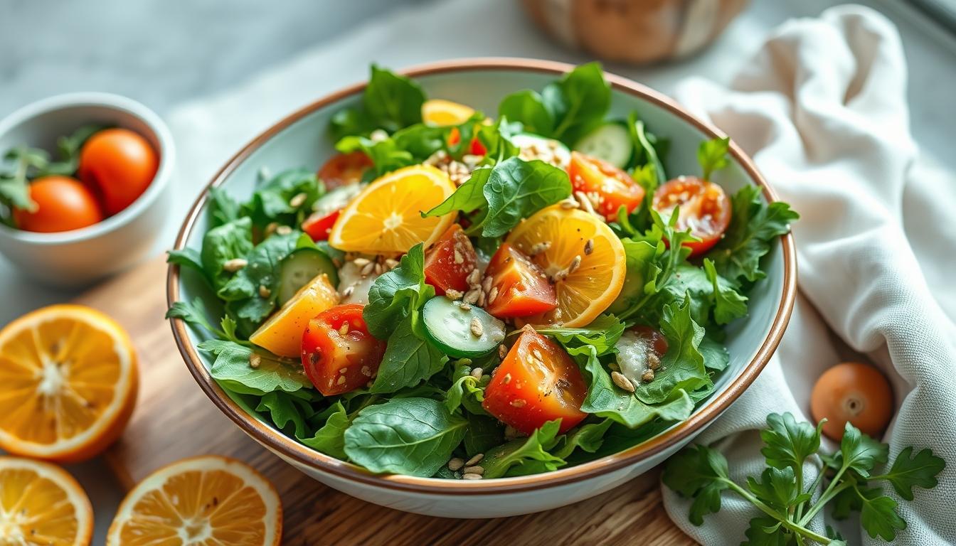 Balanced healthy meal prepared in a home kitchen