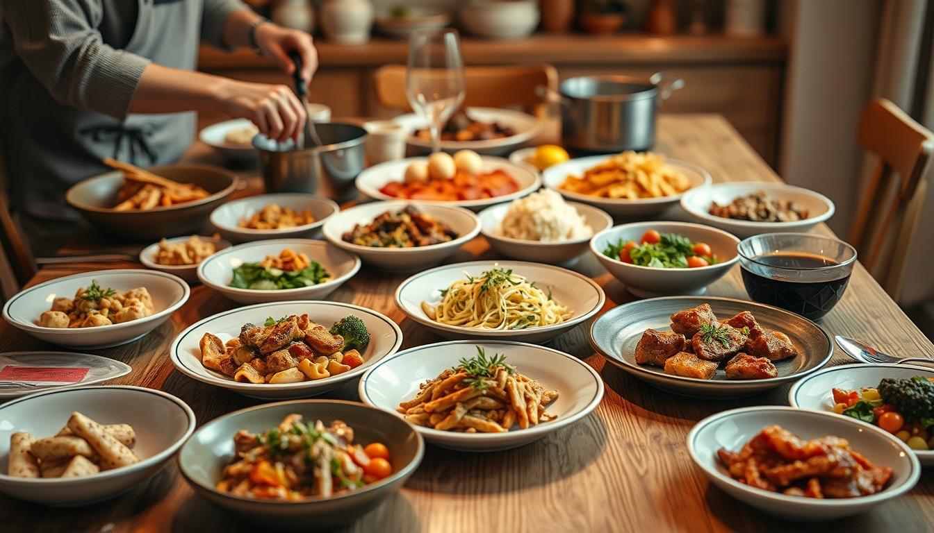 Quick weeknight dinner prepared in a home kitchen